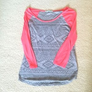 Medium size Maurices half sleeved shirt with Aztec design